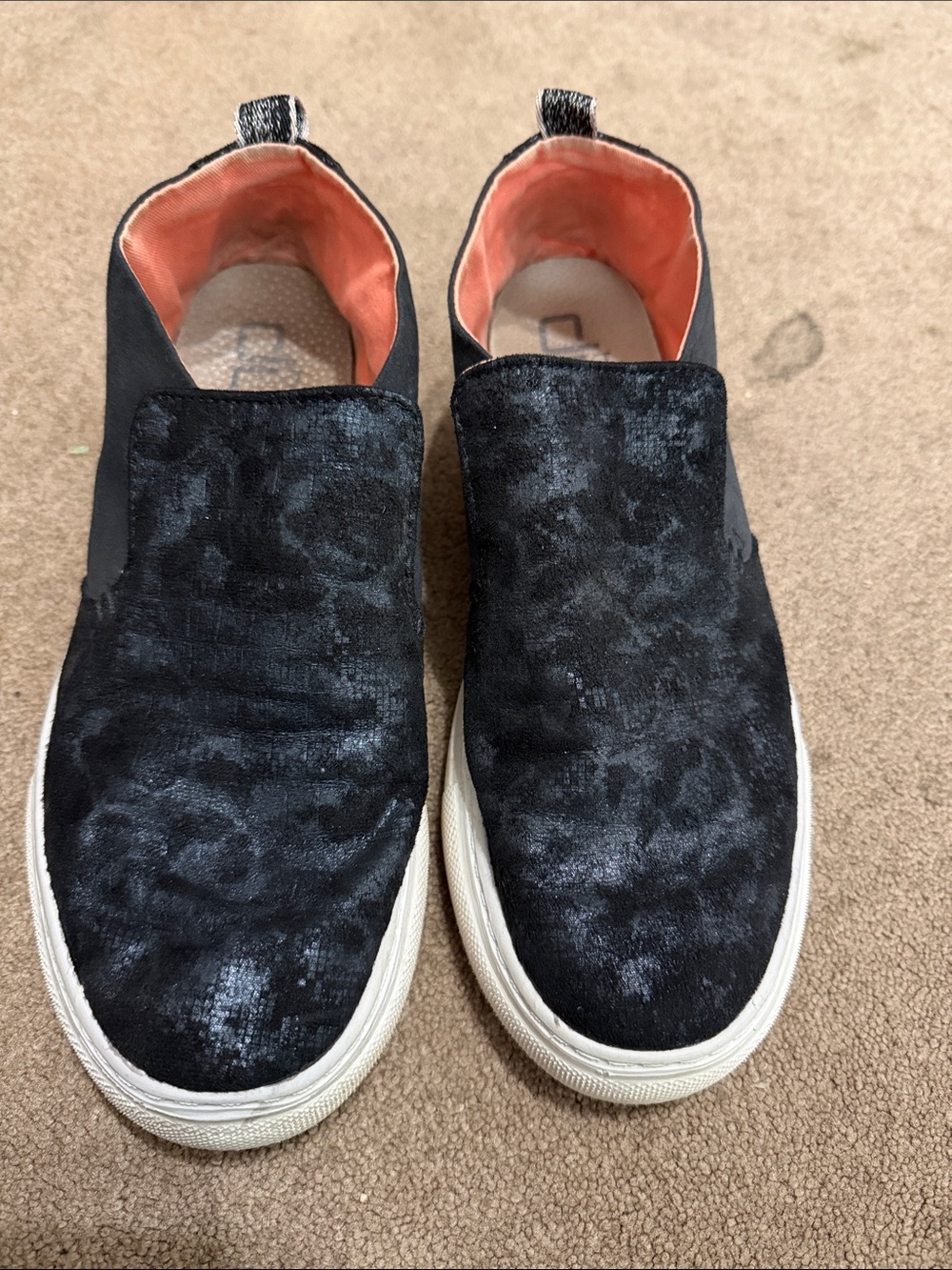 Hey Dude Women’s Black Slip-On Sneakers with Coral Lining